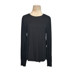 Tahari black long balloon sleeves blouse size Medium